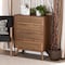 Baxton Studio Barrett Mid-Century Walnut Brown Finished Wood and Synthetic Rattan 4-Drawer Chest 192-11299-ZORO - alternate 1